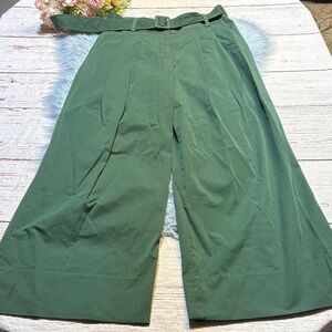 Veronica Beard Maliyah Belted Wide-Leg Green Pants sz 10